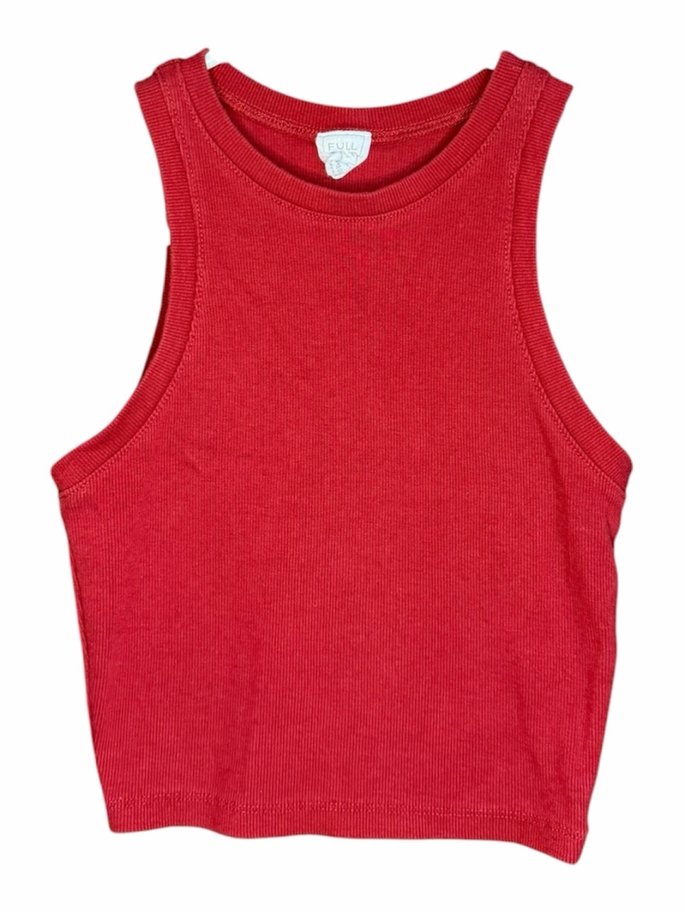 Full Tilt Red Halter Ribbed Tank Top